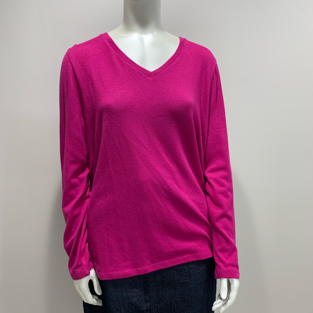 Talbots V-neck Pink Sweater top with Silk Back